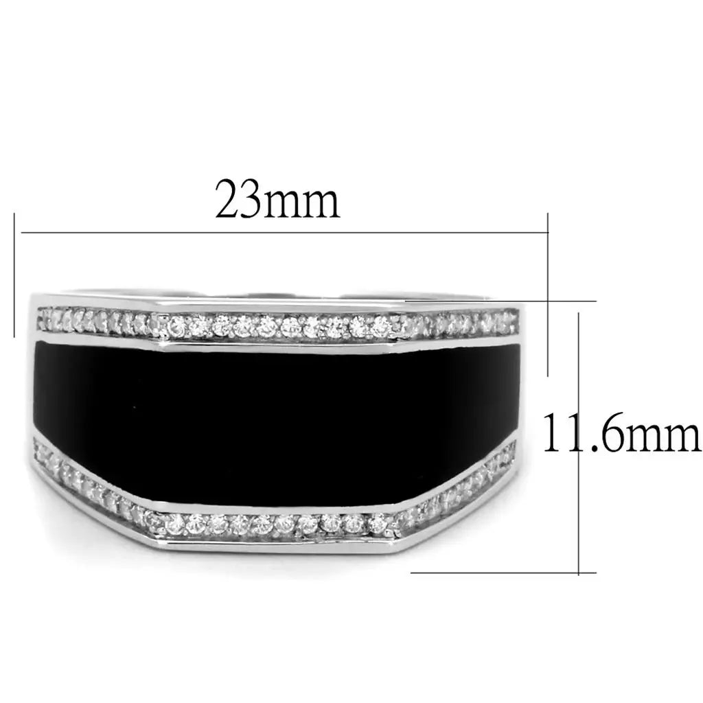 TS223 - Rhodium 925 Sterling Silver Ring with AAA Grade CZ in Clear - Alamode - Flyclothing LLC