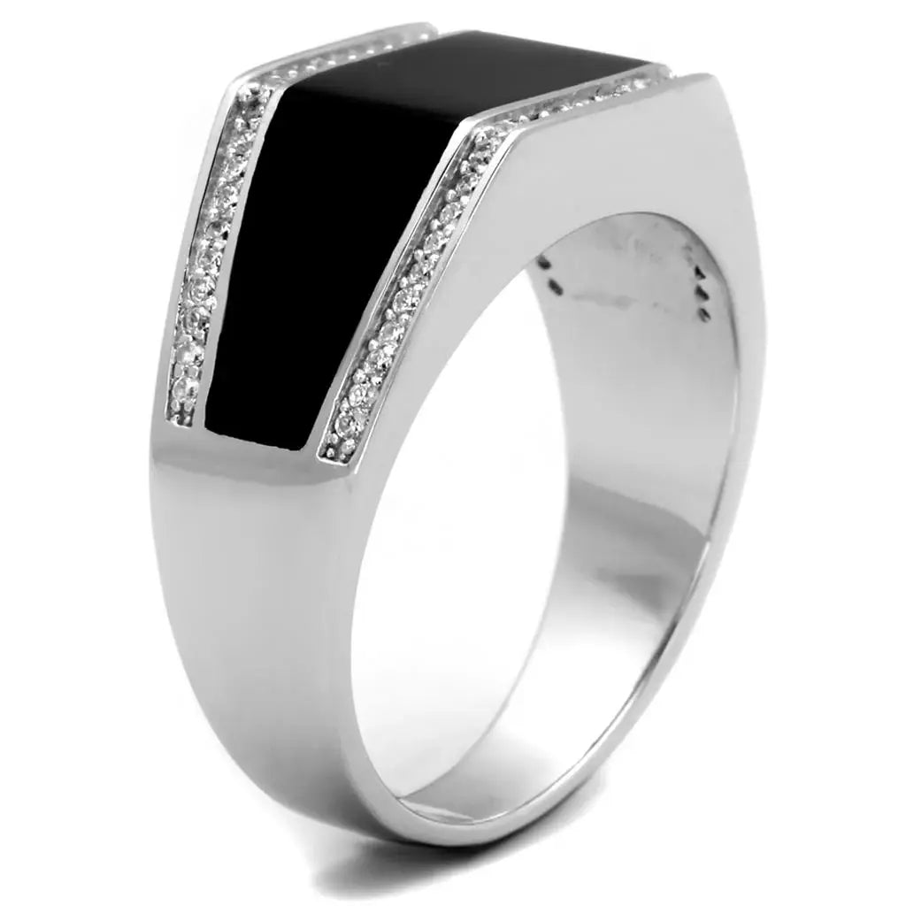 TS223 - Rhodium 925 Sterling Silver Ring with AAA Grade CZ in Clear - Alamode - Flyclothing LLC