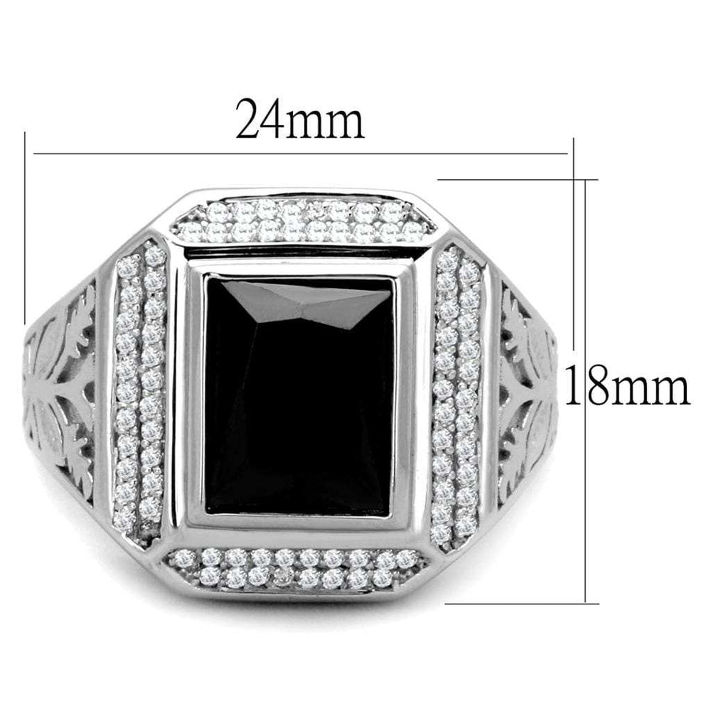 TS224 - Rhodium 925 Sterling Silver Ring with AAA Grade CZ in Black Diamond - Alamode - Flyclothing LLC