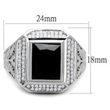TS224 - Rhodium 925 Sterling Silver Ring with AAA Grade CZ  in Black Diamond - Alamode