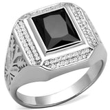 TS224 - Rhodium 925 Sterling Silver Ring with AAA Grade CZ in Black Diamond - Alamode - Flyclothing LLC