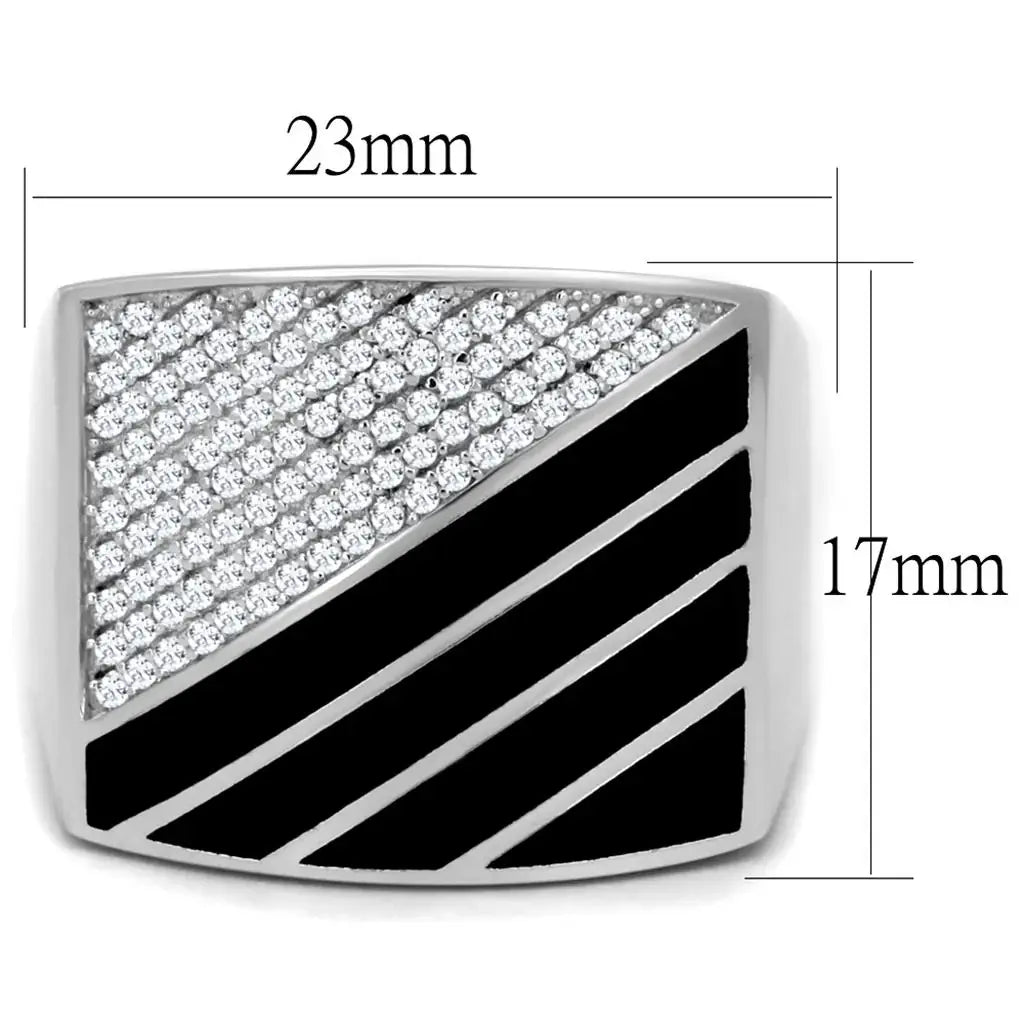 TS227 - Rhodium 925 Sterling Silver Ring with AAA Grade CZ in Clear - Alamode - Flyclothing LLC