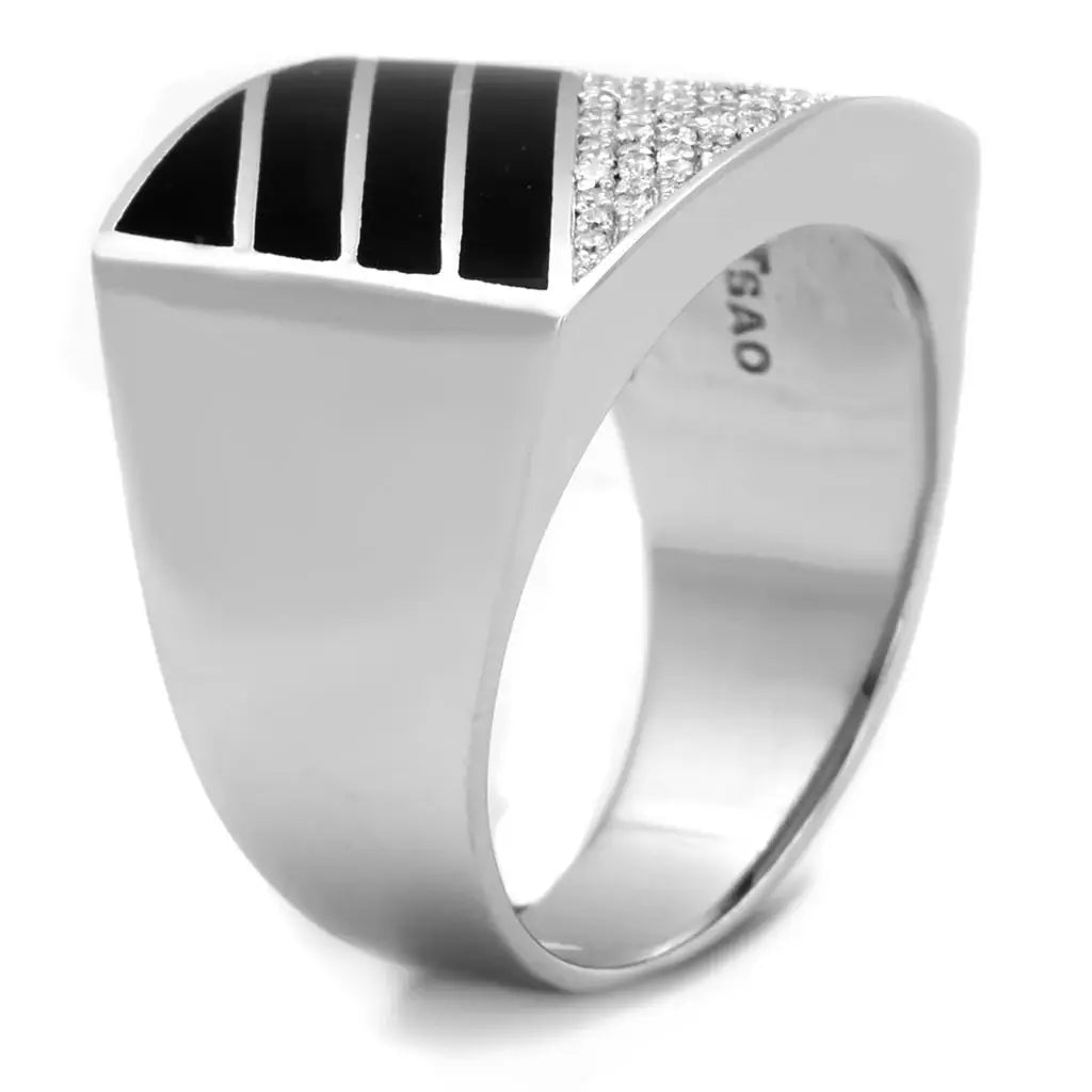 TS227 - Rhodium 925 Sterling Silver Ring with AAA Grade CZ in Clear - Alamode - Flyclothing LLC