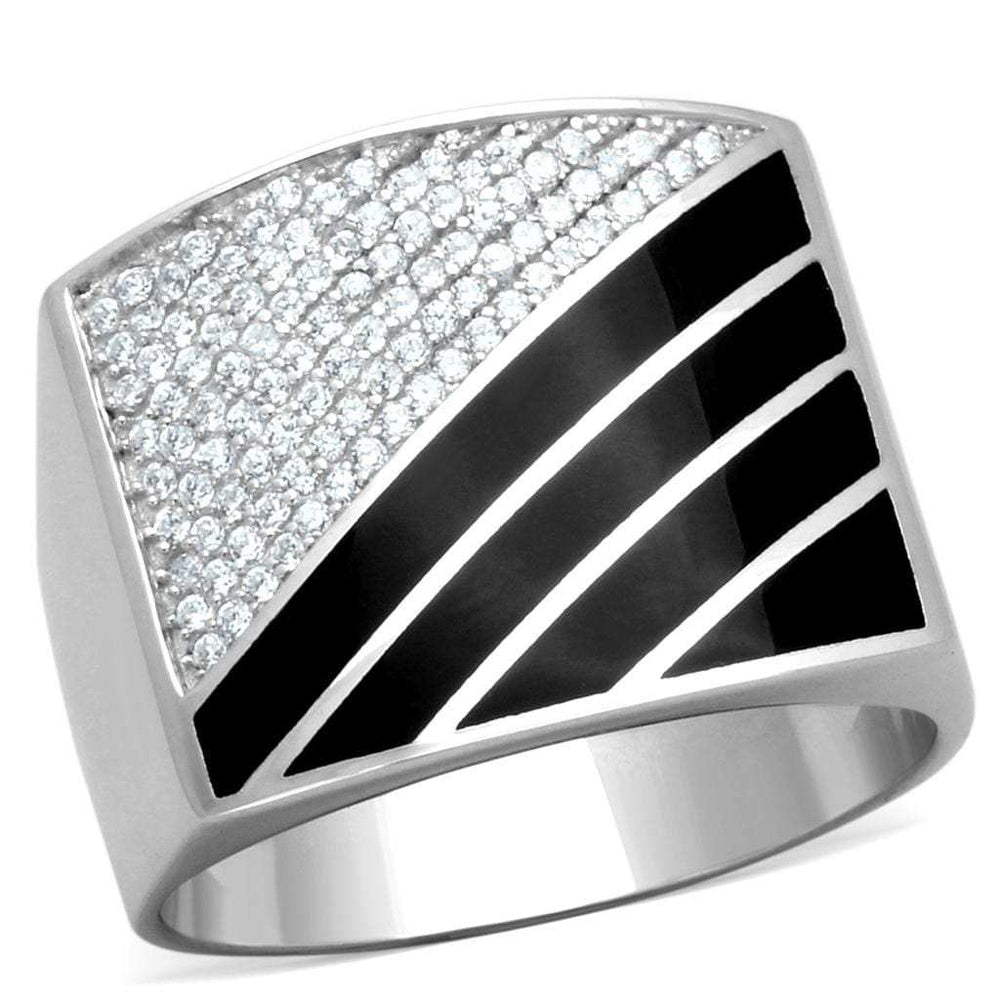 TS227 - Rhodium 925 Sterling Silver Ring with AAA Grade CZ in Clear - Alamode - Flyclothing LLC