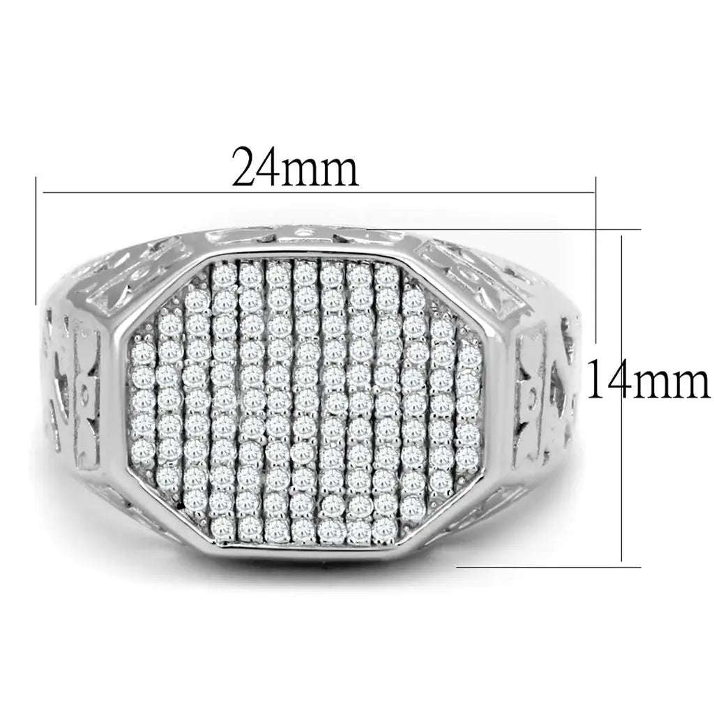 TS229 - Rhodium 925 Sterling Silver Ring with AAA Grade CZ in Clear - Alamode - Flyclothing LLC
