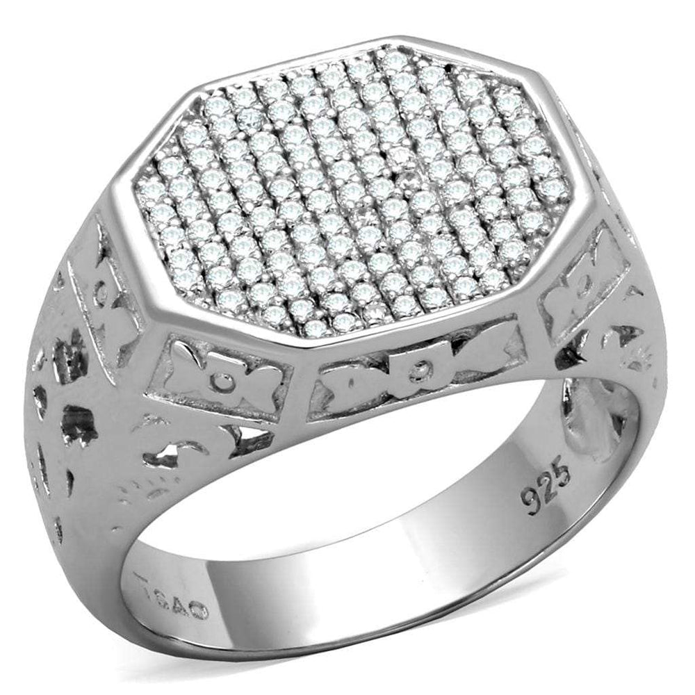 TS229 - Rhodium 925 Sterling Silver Ring with AAA Grade CZ in Clear - Alamode - Flyclothing LLC