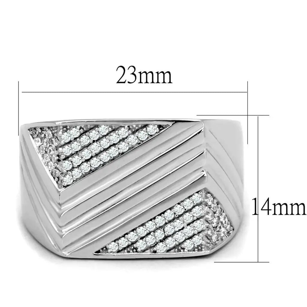 TS230 - Rhodium 925 Sterling Silver Ring with AAA Grade CZ in Clear - Alamode - Flyclothing LLC