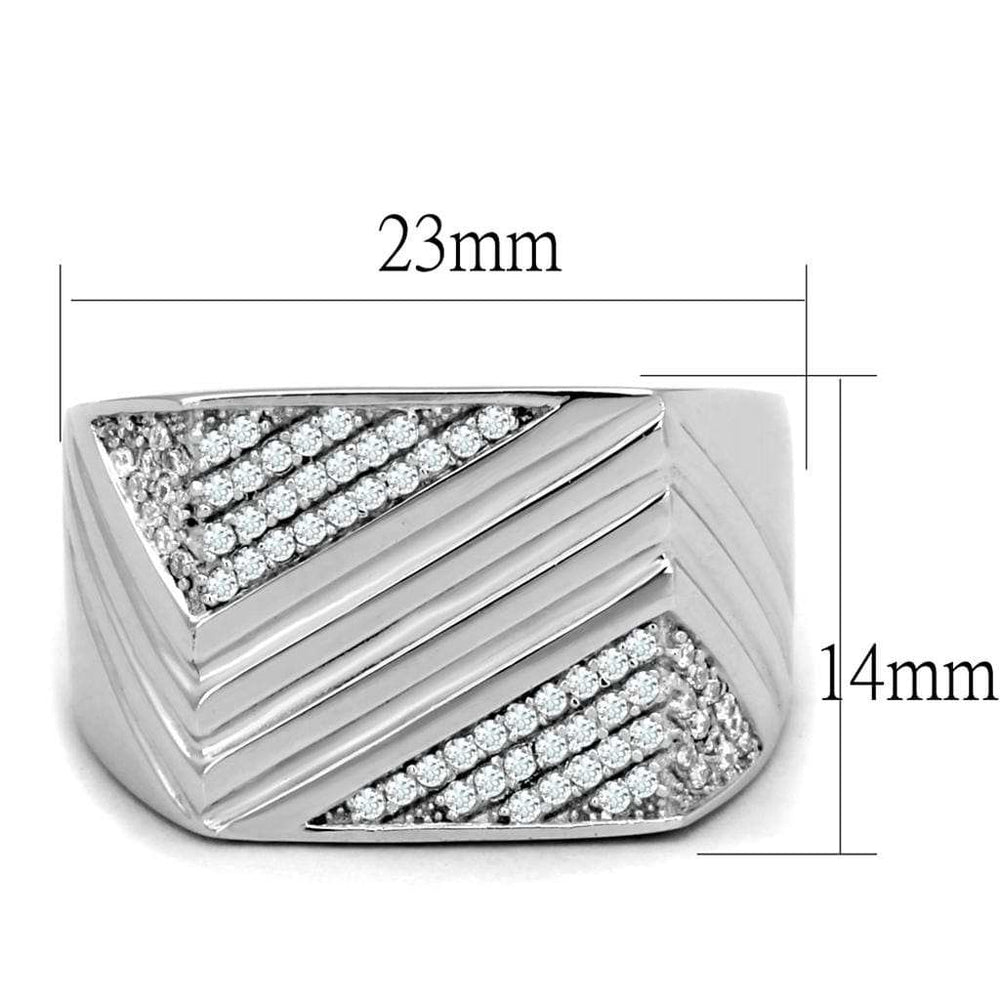 TS230 - Rhodium 925 Sterling Silver Ring with AAA Grade CZ in Clear - Alamode - Flyclothing LLC