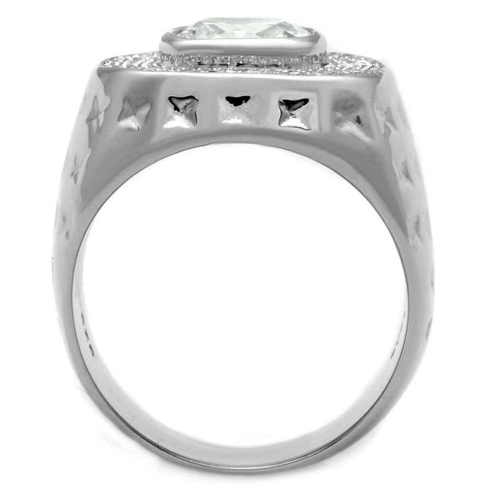 TS231 - Rhodium 925 Sterling Silver Ring with AAA Grade CZ in Clear - Alamode - Flyclothing LLC