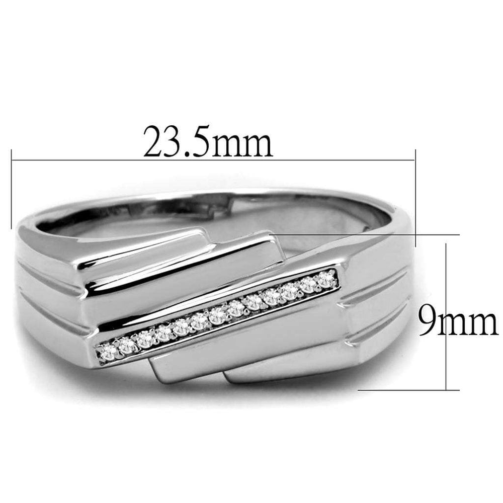 TS232 - Rhodium 925 Sterling Silver Ring with AAA Grade CZ in Clear - Alamode - Flyclothing LLC