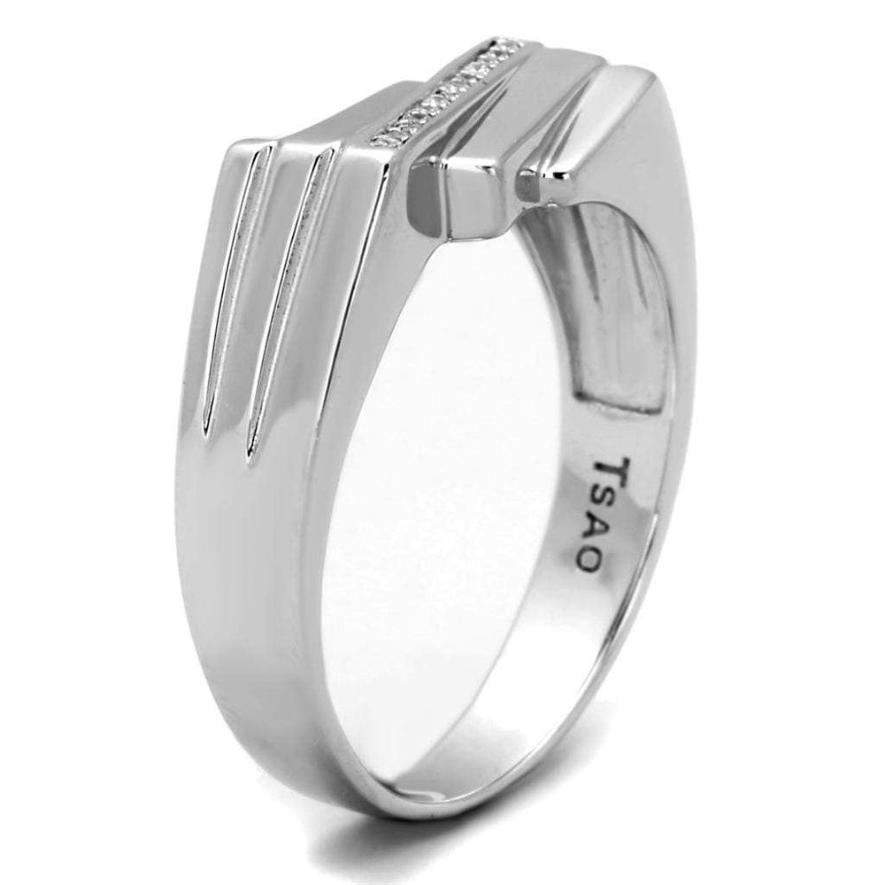 TS232 - Rhodium 925 Sterling Silver Ring with AAA Grade CZ in Clear - Alamode - Flyclothing LLC