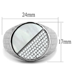 TS233 - Rhodium 925 Sterling Silver Ring with Precious Stone Conch in Aurora Borealis (Rainbow Effect)