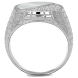 TS233 - Rhodium 925 Sterling Silver Ring with Precious Stone Conch in Aurora Borealis (Rainbow Effect) - Alamode - Flyclothing LLC
