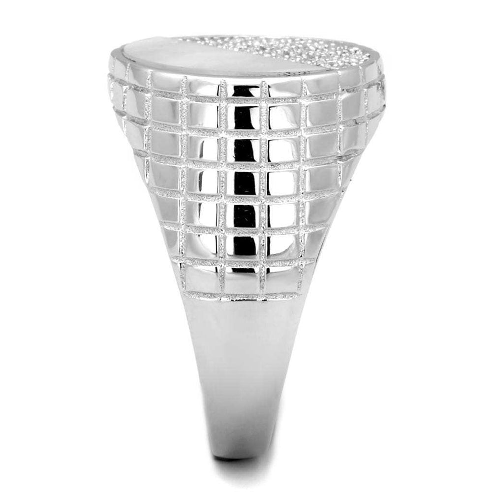 TS233 - Rhodium 925 Sterling Silver Ring with Precious Stone Conch in Aurora Borealis (Rainbow Effect) - Alamode - Flyclothing LLC