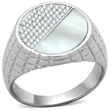 TS233 - Rhodium 925 Sterling Silver Ring with Precious Stone Conch in Aurora Borealis (Rainbow Effect) - Alamode - Flyclothing LLC