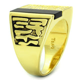 TS236 - Gold 925 Sterling Silver Ring with Semi-Precious Onyx in Jet - Alamode
