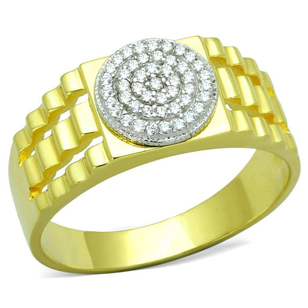 TS237 - Gold+Rhodium 925 Sterling Silver Ring with AAA Grade CZ in Clear - Alamode - Flyclothing LLC
