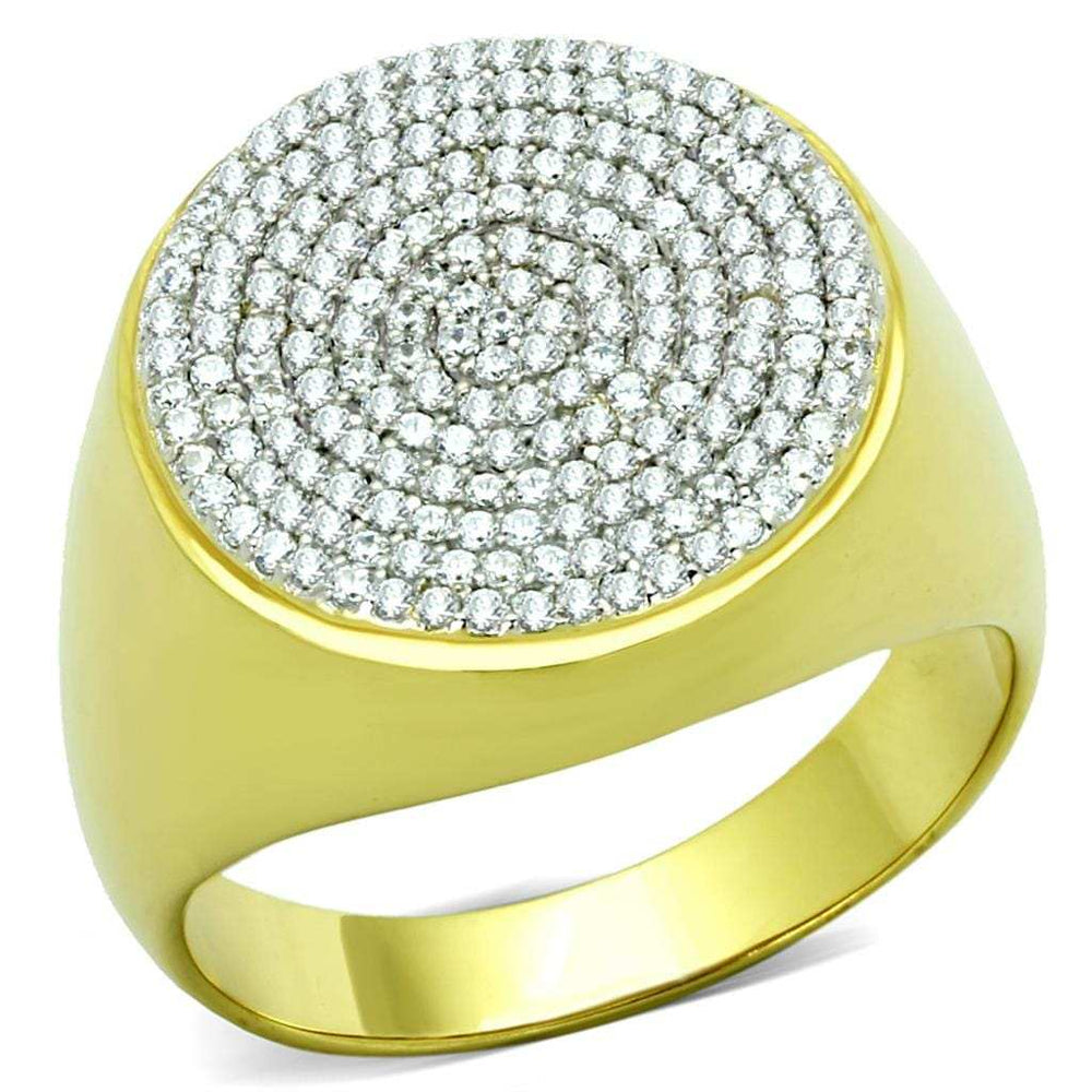 TS238 - Gold+Rhodium 925 Sterling Silver Ring with AAA Grade CZ in Clear - Alamode - Flyclothing LLC