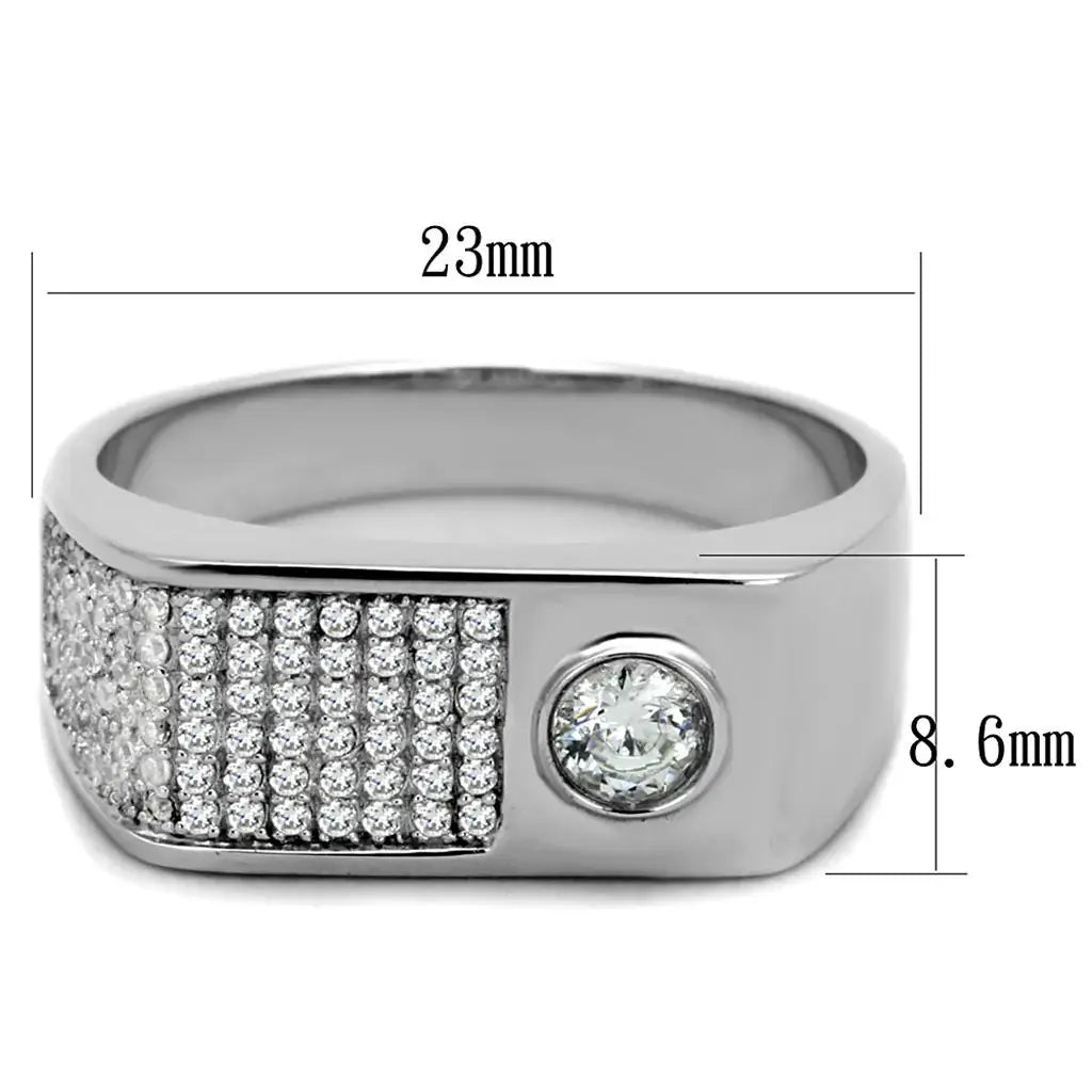 TS239 - Rhodium 925 Sterling Silver Ring with AAA Grade CZ in Clear - Alamode - Flyclothing LLC