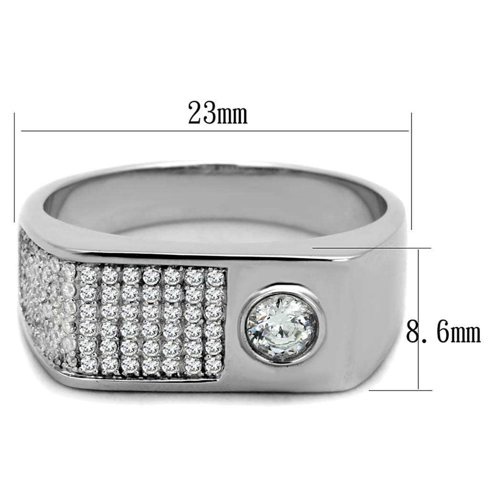 TS239 - Rhodium 925 Sterling Silver Ring with AAA Grade CZ in Clear - Alamode - Flyclothing LLC