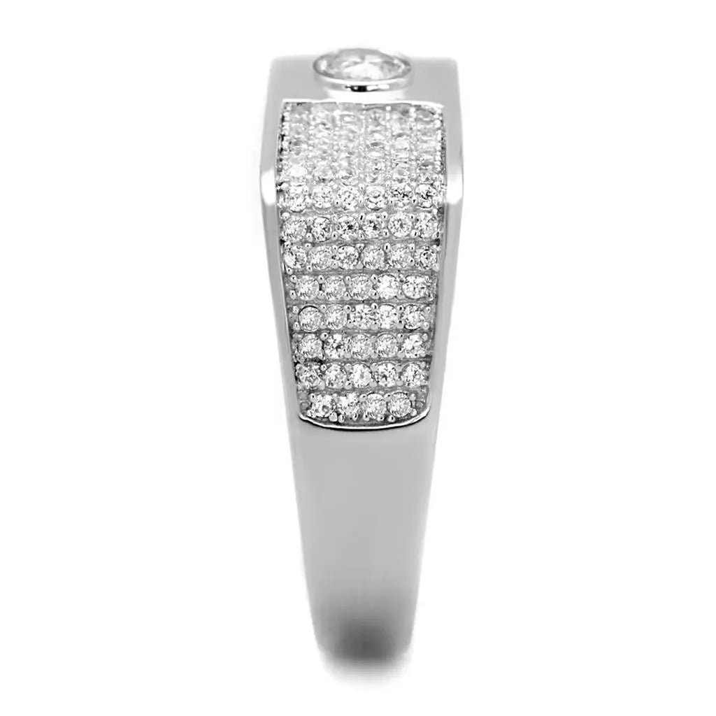 TS239 - Rhodium 925 Sterling Silver Ring with AAA Grade CZ in Clear - Alamode - Flyclothing LLC