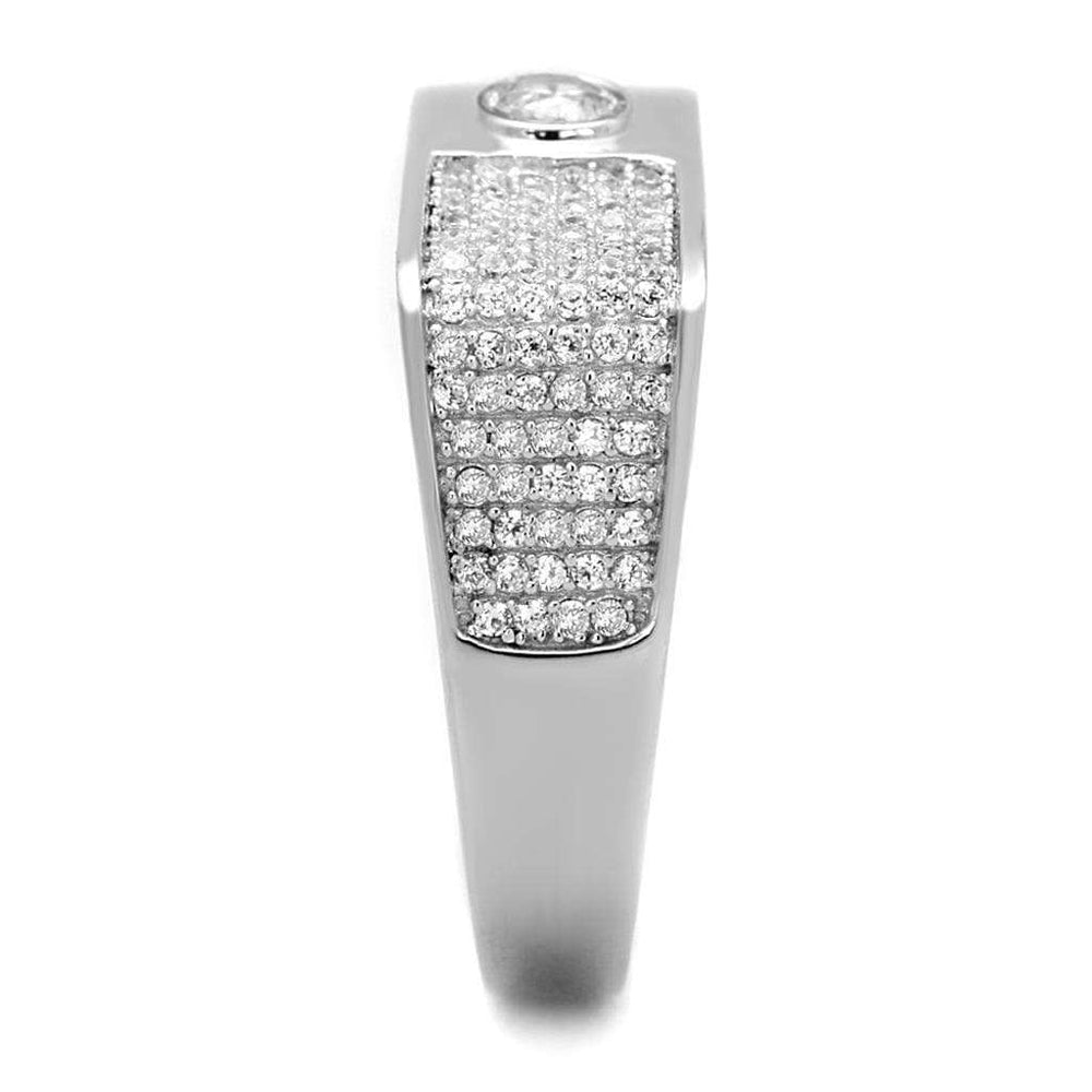 TS239 - Rhodium 925 Sterling Silver Ring with AAA Grade CZ in Clear - Alamode - Flyclothing LLC