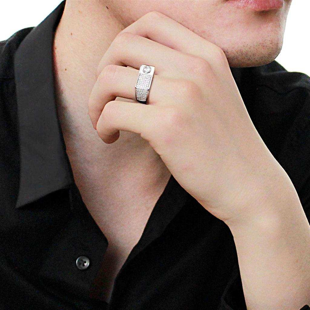 TS239 - Rhodium 925 Sterling Silver Ring with AAA Grade CZ in Clear - Alamode - Flyclothing LLC