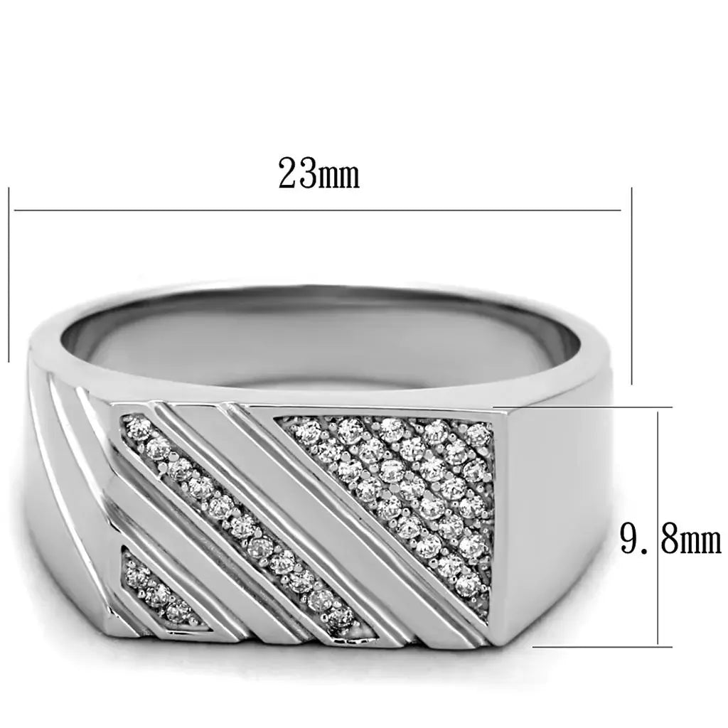 TS240 - Rhodium 925 Sterling Silver Ring with AAA Grade CZ in Clear - Alamode - Flyclothing LLC