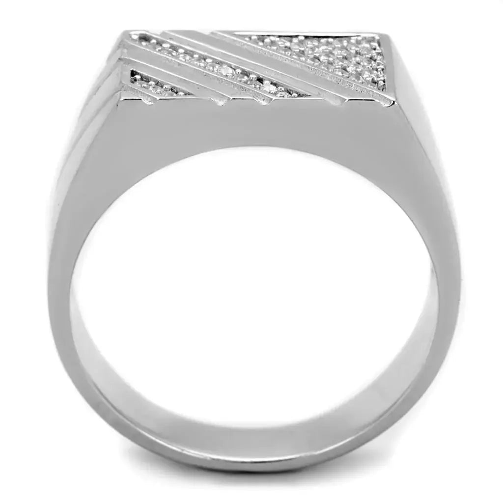 TS240 - Rhodium 925 Sterling Silver Ring with AAA Grade CZ in Clear - Alamode - Flyclothing LLC