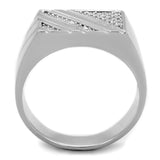 TS240 - Rhodium 925 Sterling Silver Ring with AAA Grade CZ  in Clear - Alamode