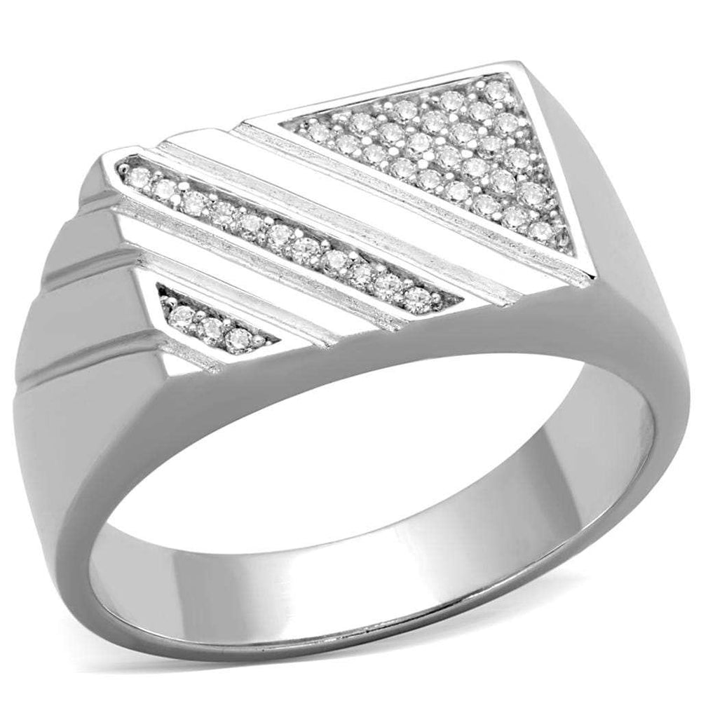 TS240 - Rhodium 925 Sterling Silver Ring with AAA Grade CZ in Clear - Alamode - Flyclothing LLC
