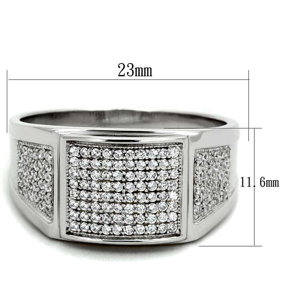 TS241 - Rhodium 925 Sterling Silver Ring with AAA Grade CZ in Clear - Alamode - Flyclothing LLC