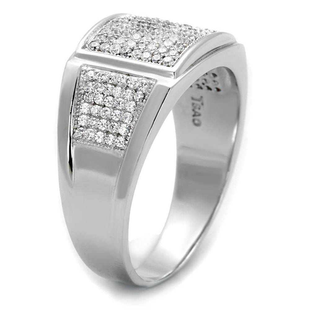 TS241 - Rhodium 925 Sterling Silver Ring with AAA Grade CZ in Clear - Alamode - Flyclothing LLC