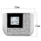 TS242 - Rhodium 925 Sterling Silver Ring with AAA Grade CZ in Clear - Alamode - Flyclothing LLC