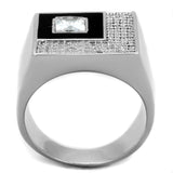 TS242 - Rhodium 925 Sterling Silver Ring with AAA Grade CZ  in Clear - Alamode