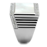 TS243 - Rhodium 925 Sterling Silver Ring with Precious Stone Conch in White - Alamode - Flyclothing LLC