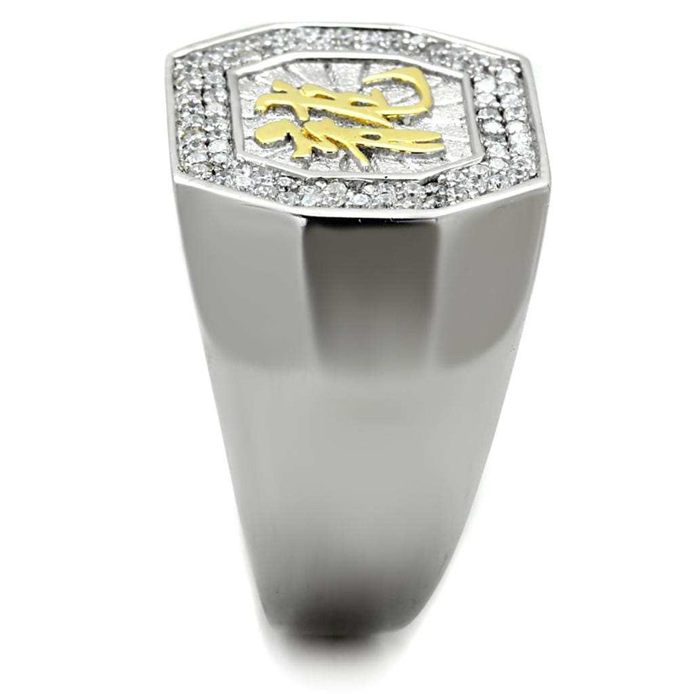 TS246 - Reverse Two-Tone 925 Sterling Silver Ring with AAA Grade CZ in Clear - Alamode - Flyclothing LLC