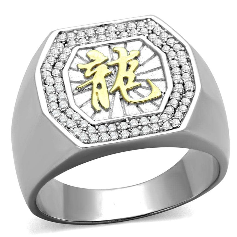 TS246 - Reverse Two-Tone 925 Sterling Silver Ring with AAA Grade CZ in Clear - Alamode - Flyclothing LLC