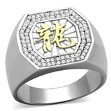 TS246 - Reverse Two-Tone 925 Sterling Silver Ring with AAA Grade CZ in Clear - Alamode - Flyclothing LLC