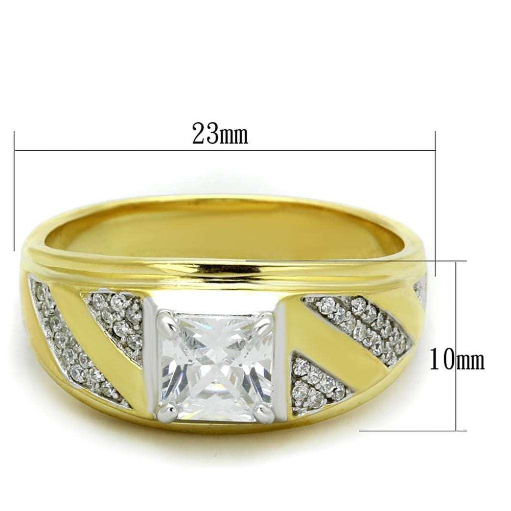 TS247 - Gold+Rhodium 925 Sterling Silver Ring with AAA Grade CZ in Clear - Alamode - Flyclothing LLC