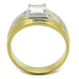 TS247 - Gold+Rhodium 925 Sterling Silver Ring with AAA Grade CZ  in Clear - Alamode