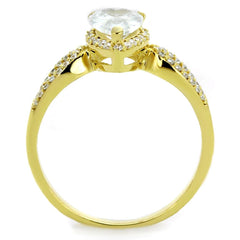 TS248 - Gold 925 Sterling Silver Ring with AAA Grade CZ  in Clear