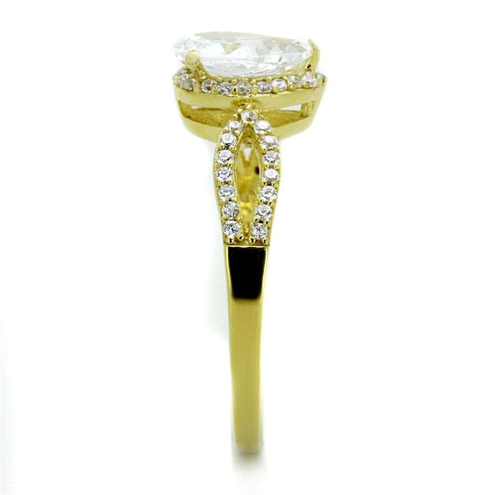 TS248 - Gold 925 Sterling Silver Ring with AAA Grade CZ in Clear - Alamode - Flyclothing LLC