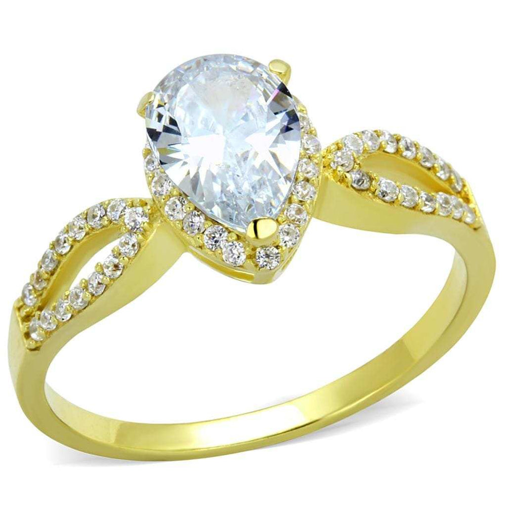 TS248 - Gold 925 Sterling Silver Ring with AAA Grade CZ in Clear - Alamode - Flyclothing LLC