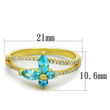 TS249 - Gold 925 Sterling Silver Ring with AAA Grade CZ  in Sea Blue - Alamode