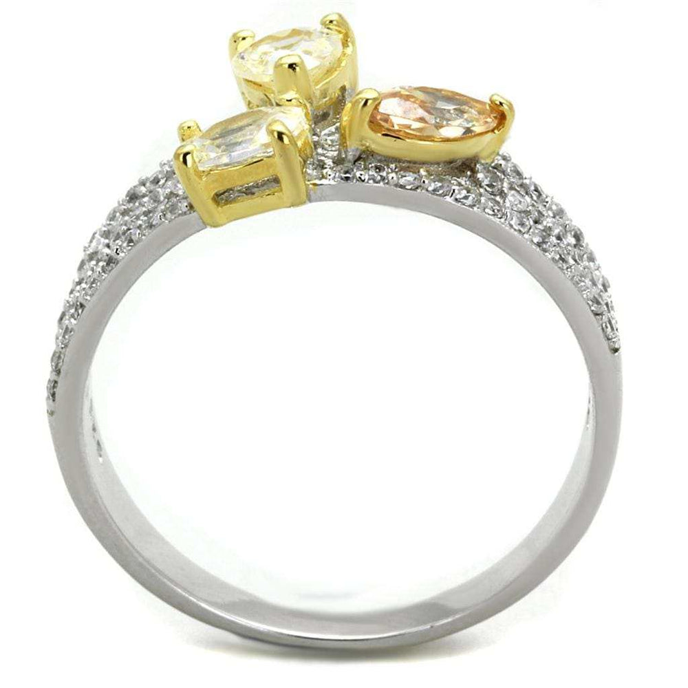 TS250 - Reverse Two-Tone 925 Sterling Silver Ring with AAA Grade CZ in Multi Color - Alamode - Flyclothing LLC