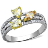 TS250 - Reverse Two-Tone 925 Sterling Silver Ring with AAA Grade CZ in Multi Color - Alamode - Flyclothing LLC