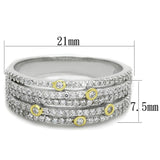 TS251 - Reverse Two-Tone 925 Sterling Silver Ring with AAA Grade CZ  in Clear - Alamode