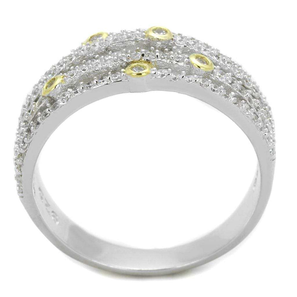 TS251 - Reverse Two-Tone 925 Sterling Silver Ring with AAA Grade CZ in Clear - Alamode - Flyclothing LLC