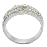TS251 - Reverse Two-Tone 925 Sterling Silver Ring with AAA Grade CZ  in Clear - Alamode